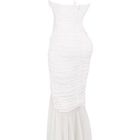 Pearla Ivory Ruched Maxi Dress - Image 3