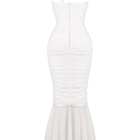 Pearla Ivory Ruched Maxi Dress - Image 4