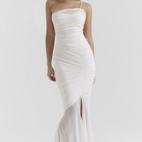 Pearla Ivory Ruched Maxi Dress - Image 5