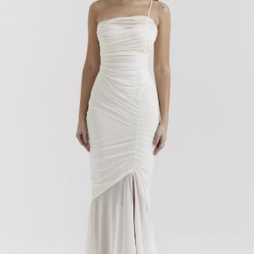 Pearla Ivory Ruched Maxi Dress - Image 7