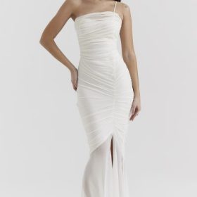 Pearla Ivory Ruched Maxi Dress - Image 8