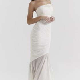 Pearla Ivory Ruched Maxi Dress - Image 9