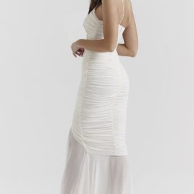 Pearla Ivory Ruched Maxi Dress - Image 11
