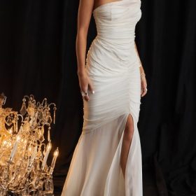 Pearla Ivory Ruched Maxi Dress - Image 13