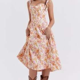 Saira Ivory Floral Midi Sundress - Image 8