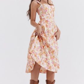 Saira Ivory Floral Midi Sundress - Image 9
