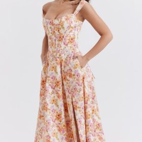 Saira Ivory Floral Midi Sundress - Image 12