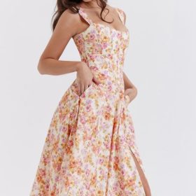 Saira Ivory Floral Midi Sundress - Image 13