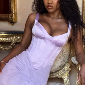 Breeze Orchid Satin Corset Maxi Dress - Image 6