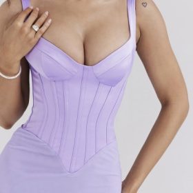 Breeze Orchid Satin Corset Maxi Dress - Image 7