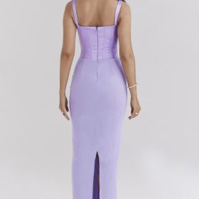 Breeze Orchid Satin Corset Maxi Dress - Image 10