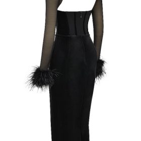Thalia Black Velvet Corset Maxi Dress - Image 3