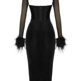 Thalia Black Velvet Corset Maxi Dress - Image 4