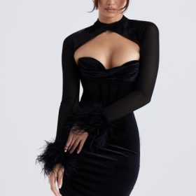Thalia Black Velvet Corset Maxi Dress - Image 10