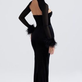 Thalia Black Velvet Corset Maxi Dress - Image 11