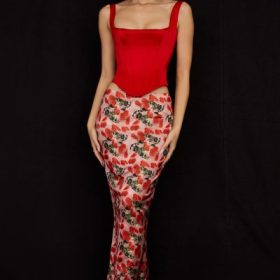 Rafa Scarlet Satin Longline Corset - Image 7