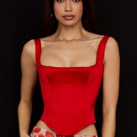 Rafa Scarlet Satin Longline Corset - Image 8