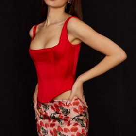 Rafa Scarlet Satin Longline Corset - Image 11