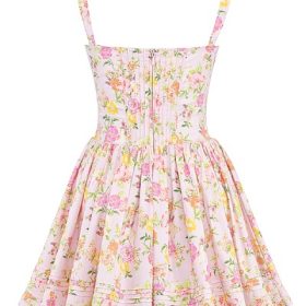 Natassia Pink Meadow Print Cotton Mini Dress - Image 4