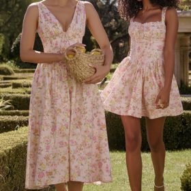 Natassia Pink Meadow Print Cotton Mini Dress - Image 14
