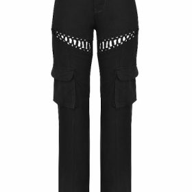 Breanna Black Lace Up Cargo Trousers - Image 2