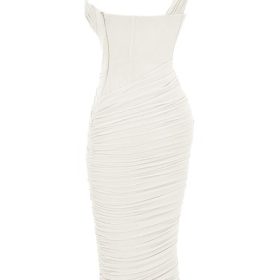 Valentina Ivory Asymmetric Cutout Midi Dress - Image 3
