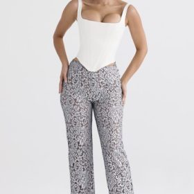 Mara Silver Metallic Lace Trousers - Image 5