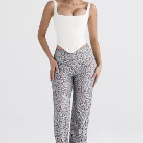 Mara Silver Metallic Lace Trousers - Image 6
