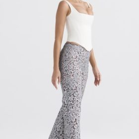Mara Silver Metallic Lace Trousers - Image 7