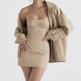 Cami Taupe Oversized Track Jacket - Image 5