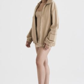 Cami Taupe Oversized Track Jacket - Image 10