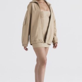 Cami Taupe Oversized Track Jacket - Image 11