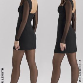Angelie Black Stretch Crepe Plunge Mini Dress - Image 12