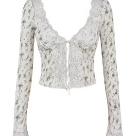 Clarissa Garden Print Lace Trim Top - Image 2