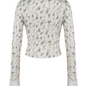 Clarissa Garden Print Lace Trim Top - Image 4