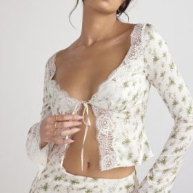 Clarissa Garden Print Lace Trim Top - Image 10