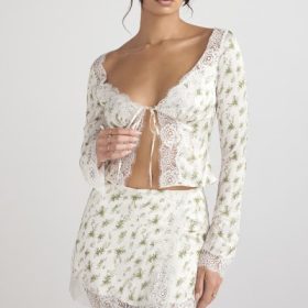 Clarissa Garden Print Lace Trim Top - Image 11
