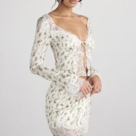 Clarissa Garden Print Lace Trim Top - Image 12