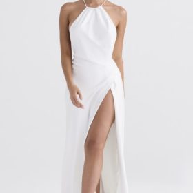 Zanab Ivory Thigh Slit Maxi Dress - Image 8