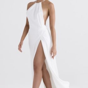 Zanab Ivory Thigh Slit Maxi Dress - Image 10