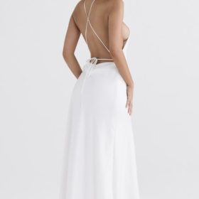 Zanab Ivory Thigh Slit Maxi Dress - Image 12