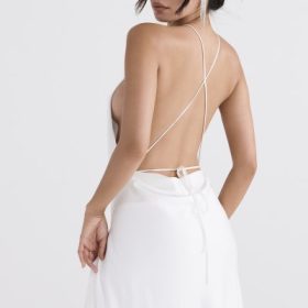 Zanab Ivory Thigh Slit Maxi Dress - Image 14