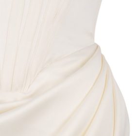 Loretta Ivory Satin Off Shoulder Dress - Image 4