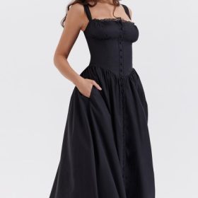 Tatiana Black Midi Sundress - Image 11
