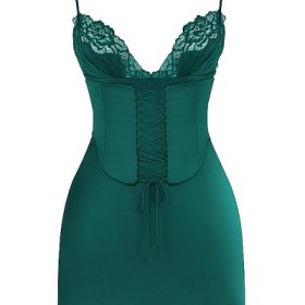 Soraya Forest Satin Slip Dress - Image 2