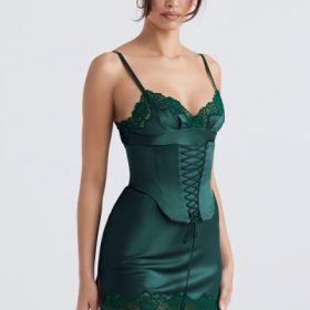 Soraya Forest Satin Slip Dress - Image 10