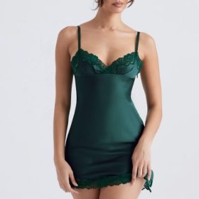 Soraya Forest Satin Slip Dress - Image 13