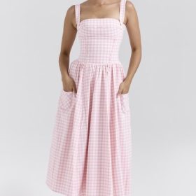 Vivien Strawberry Shortcake Gingham Midi Sundress - Image 5