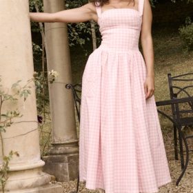 Vivien Strawberry Shortcake Gingham Midi Sundress - Image 6