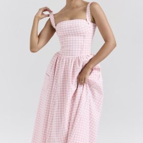 Vivien Strawberry Shortcake Gingham Midi Sundress - Image 7